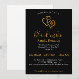 Wiedersehen-Vorlage für goldgebundene Herzen Einladung