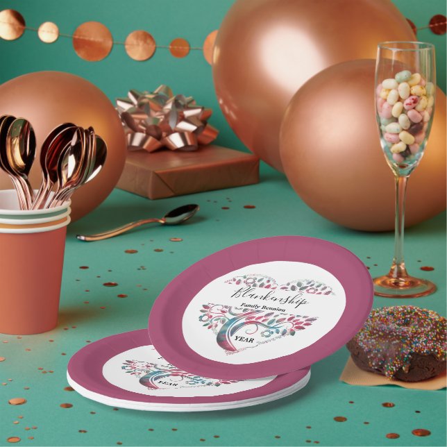 Wiedersehen-Vorlage für Herz-Shaped Tree Pappteller (Multi)