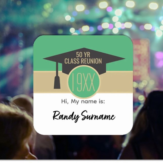 Wiedersehen! Wiedersehen name-Tag der benutzerdefi Quadratischer Aufkleber (Von Creator hochgeladen)