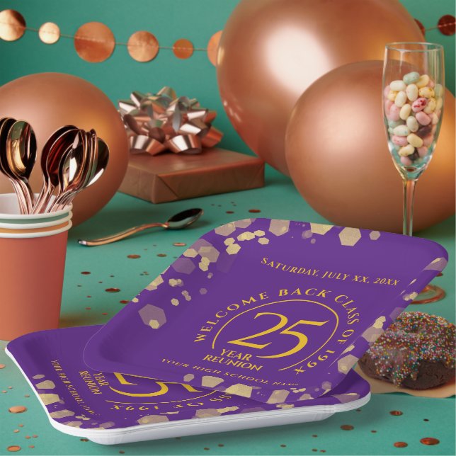 Wiedersehen zur Uni von lila- und Goldschulen Pappteller (Multi)