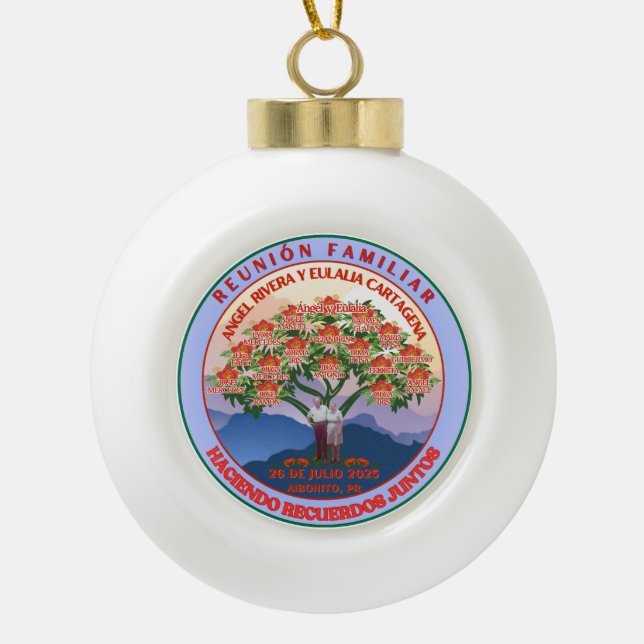 Wiedersehen zur Weihnachtsschmuckfamilie Keramik Kugel-Ornament (Vorderseite)