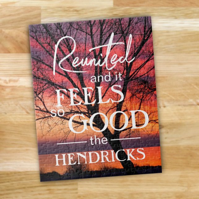 Wiedervereinigt und es fühlt sich so gut Zitat Puz Puzzle (Family Reunion quote Jigsaw)