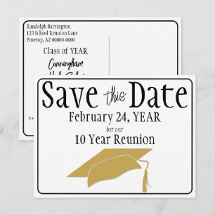 Wiedervereinigung Save The Date Schwarz Weiß Gold  Postkarte