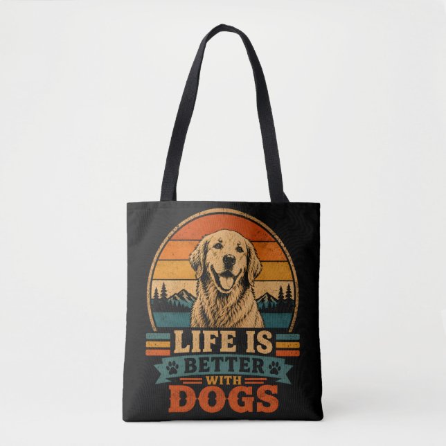 Wiederverwendbare Einkaufstasche mit Golden Retrie (Vorderseite)