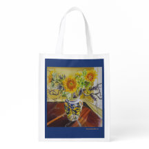 wiederverwendbare Tasche mit Sonnenblumen im