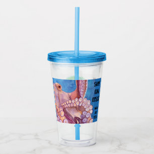 Wiederverwendbarer Cup & Stroh Rette unseren Ocean Acryltrinkbecher