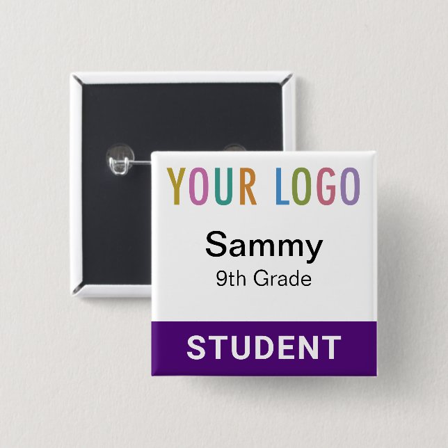 Wiederverwendbarer Schüler-Name-Button Schul-Logo  Button (Vorne & Hinten)