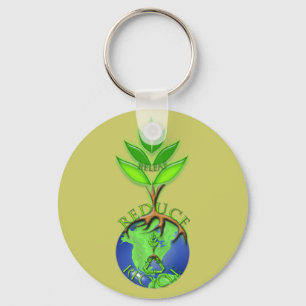 Wiederverwenden Reduzieren Recyceln Baum Erde Glob Schlüsselanhänger