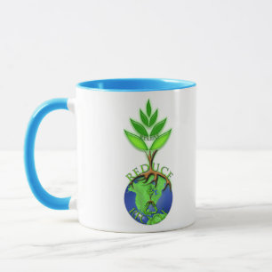 Wiederverwenden Reduzieren Recyceln Baum Erde Glob Tasse