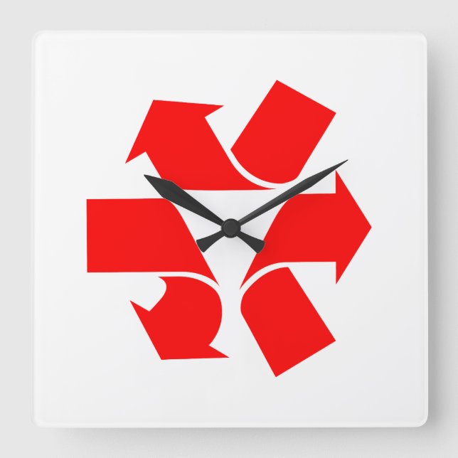 Wiederverwendungszeichen Quadratische Wanduhr (Vorderseite)