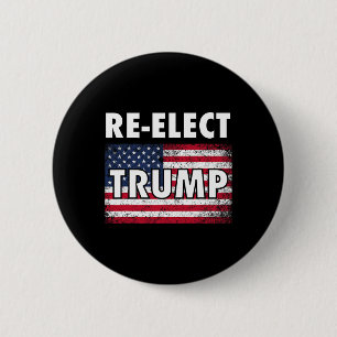 Wiederwahl Trump-Shirt mit amerikanischer USA-Flag Button