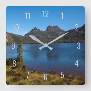 Wiege Berg & Dove Seenlandschaft Panorama Squ Quadratische Wanduhr