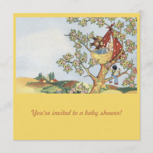 Wiege in farbenfroher Baumdusche Einladung