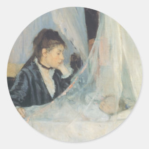 Wiege von Berthe Morisot, Vintage Impressionismus Runder Aufkleber