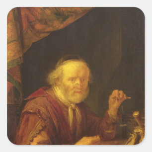 Wiegen des Goldes Quadratischer Aufkleber