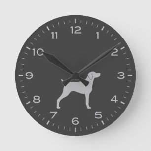 Wiemaraner Dog Rasse Silhouette Runde Wanduhr