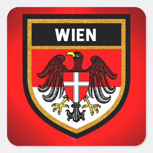 Wien-Flagge Quadratischer Aufkleber (Vorderseite)