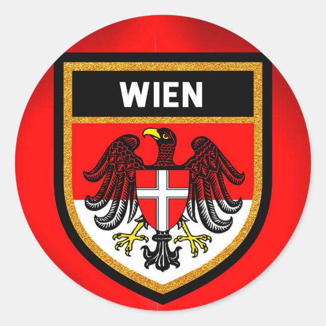 Wien-Flagge Runder Aufkleber (Vorderseite)