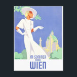 Wien im Sommer Postkarte<br><div class="desc">Wien Postkarte. Weiße Dame mit Blick auf den Stephansdom.</div>