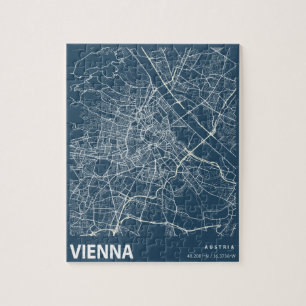 Wien Minimalistische Stadtkarte Kunst, Dichtung un Puzzle