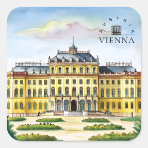 Wien Österreich Aquarell Stadt Reise Erinnerung Quadratischer Aufkleber