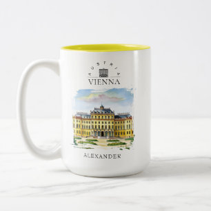 Wien Österreich Aquarell Stadt Reise Erinnerung Zweifarbige Tasse