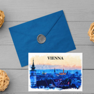 Wien Österreich Aquarell Stadtansicht Postkarte