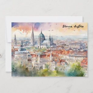 Wien Österreich Aquarellmalerei Panoramablick  Karte