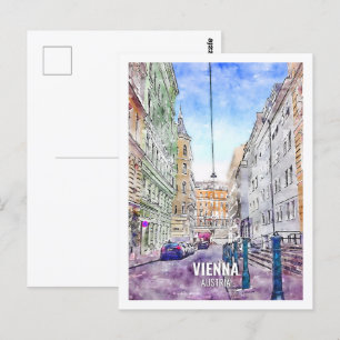Wien Österreich berühmter Reiseort Aquarell Postkarte