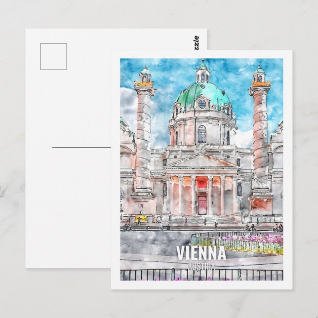 Wien Österreich Berühmter Reiseplatz Wasserfarben Postkarte (Vorne/Hinten)