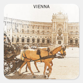 Wien Österreich City Panorama Aussicht Quadratischer Aufkleber