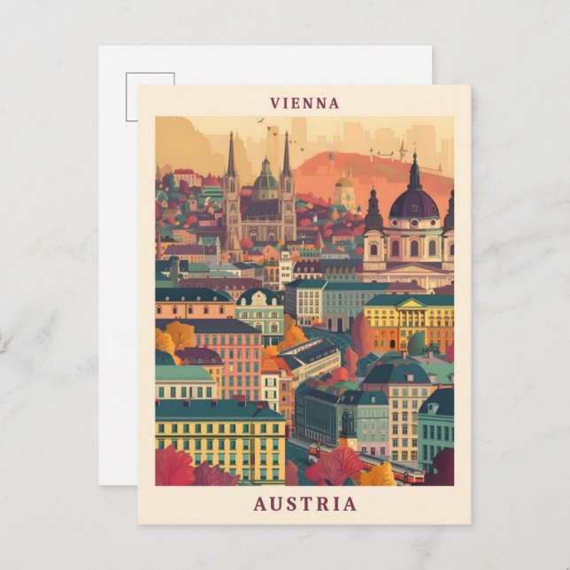 Wien Österreich Elegante Art Vintage Postkarte (Vorne/Hinten)