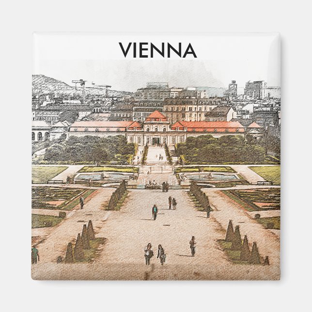 Wien Österreich Historischer Panoramablick Magnet (Vorne)