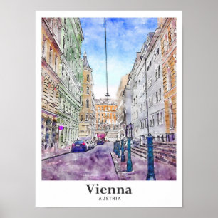 Wien Österreich Kunst Reise Aquarell Handgezeichne Poster