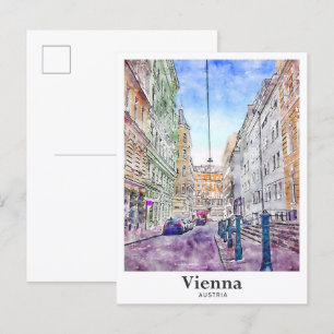 Wien Österreich Kunst Reise Aquarell Handgezeichne Postkarte