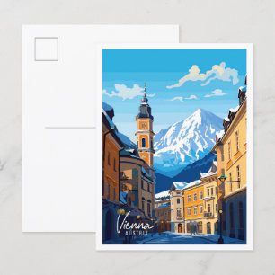 Wien Österreich Kunst Vintage Reise Illustration Postkarte