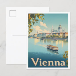 Wien Österreich Kunst Vintage Reise Illustration Postkarte