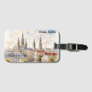 Wien Österreich Panoramablick Aquarellmalerei Gepäckanhänger