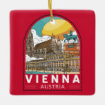 Wien Österreich Reisemarke Keramikornament<br><div class="desc">Wien Retrodesign im Stil eines Emblems. Das künstlerische und intellektuelle Erbe wurde von Einwohnern wie Mozart,  Beethoven und Sigmund Freud geformt.</div>