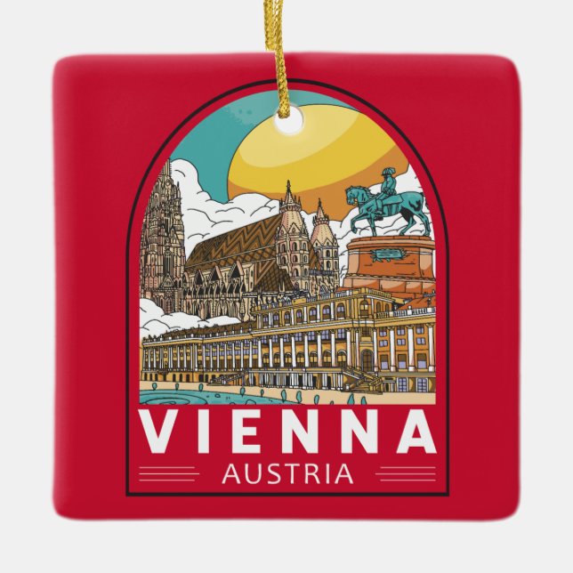 Wien Österreich Reisemarke Keramikornament (Vorderseite)