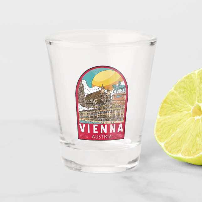 Wien Österreich Reisemarke Schnapsglas (Vorderseite)
