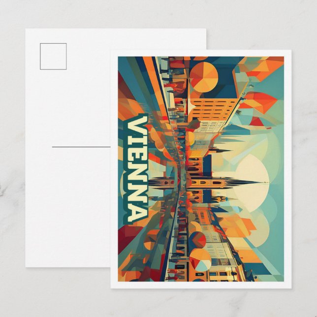 Wien Österreich Reisen künstlerisch farbenfroh Postkarte (Vorne/Hinten)