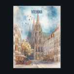 Wien Österreich Reisen Postkarte<br><div class="desc">Dies ist eine schöne Postkarte für Reisende,  die nach / von Wien,  Österreich reisen. Es bietet eine Aquarellgestaltung,  die die historischen Straßen und Kathedralen von Wien,  Österreich,  darstellt.</div>