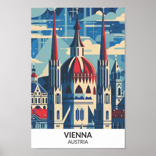 Wien Österreich Retro Artwork Travel Poster (Vorne)