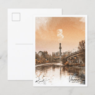 Wien Österreich Schöne Farbskizze Landschaft Postkarte