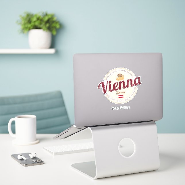 Wien Österreich Vintage Hauptstadt Wiener Melange Aufkleber (Laptop auf Schreibtisch)