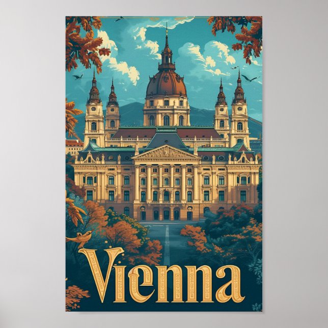 Wien Österreich Vintage Kunstreise Illustration Poster (Vorne)
