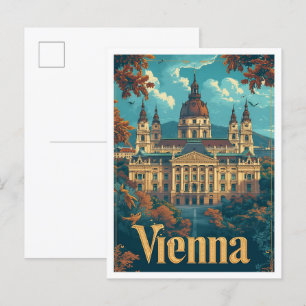 Wien Österreich Vintage Kunstreise Illustration Postkarte