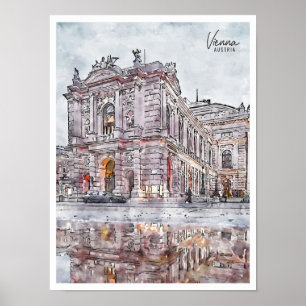 Wien Österreich Vintage Reise Aquarell Poster