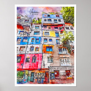 Wien Österreich Vintage Reise Aquarell Poster
